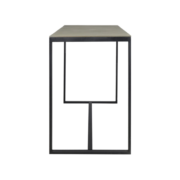 English Elm Christopher Knight Home® - EZRA Outdoor Industrial Acacia Wood Bar Table with Teak Finish and Iron Frame for Stylish Patios Grey+Black 70261.00GRY