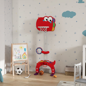 English Elm Qaba Dinosaur Toddler Sports Center 5 in 1 Adjustable Basketball Goal Indoor Play W2225P217347