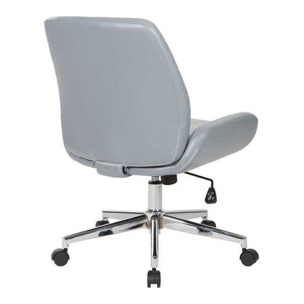 OSP Home Furnishings Faux Leather Ergonomic Office Chair with Lumbar Support and Polished Chrome Swivel Base FL61903C-U42