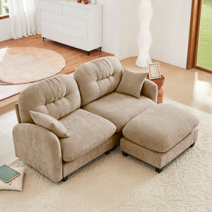 English Elm Cloud Sectional L-Shaped Sofa With Movable Ottoman, Soft Chenille Fabric, Elegant Tufted Design W714S01375