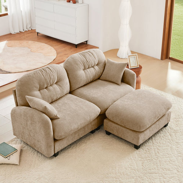 English Elm Cloud Sectional L-Shaped Sofa With Movable Ottoman, Soft Chenille Fabric, Elegant Tufted Design W714S01375