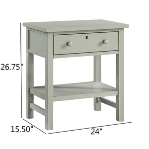 English Elm Finley Rustic 1-Drawer Nightstand with Open Shelf, Distressed Wood Finish, Dovetail Drawer Craftsmanship Antique Gray B050P376952