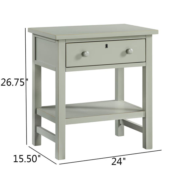 English Elm Finley Rustic 1-Drawer Nightstand with Open Shelf, Distressed Wood Finish, Dovetail Drawer Craftsmanship Antique Gray B050P376952