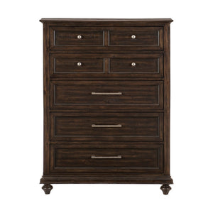 English Elm Solid Five Drawer Chest Acacia Wood Driftwood Charcoal Finish Transitional Bedroom Storage B011P208523