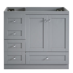 English Elm [cabinet Only] 36 Inch Shaker Bathroom Vanity with Soft Close Drawers and Enclosed Storage Gray N729P414617E