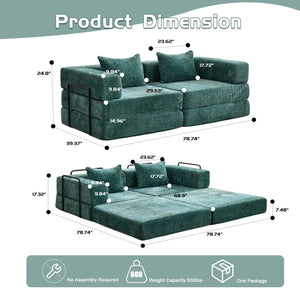 English Elm Compression Convertible Floor Sofa Bed - Cozy Chenille Loveseat For Small Spaces, No Assembly Needed! W3723P345641