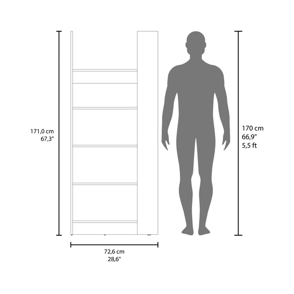 English Elm Bookcase, 5-Shelf Dark Walnut Engineered Wood Tall Organizer – Sturdy Modern Display Storage 67.3"H x 28.6"W x 15.3"D B097P369421