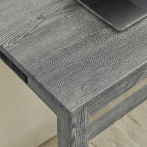 English Elm 59 Inch Bar Table with Built-In Power Outlet and 3 Upholstered Stools, Sturdy MDF & Solid Wood Design for Kitchen Dining Living Room Grey W2972P277848