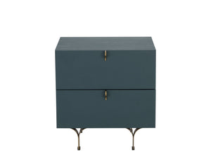 Sunpan Celine Nightstand - Elegant Two-Drawer Design with Antique Brass Feet for a Luxe Bedroom Retreat Small - 19.75W x 17.75D x 20.5H