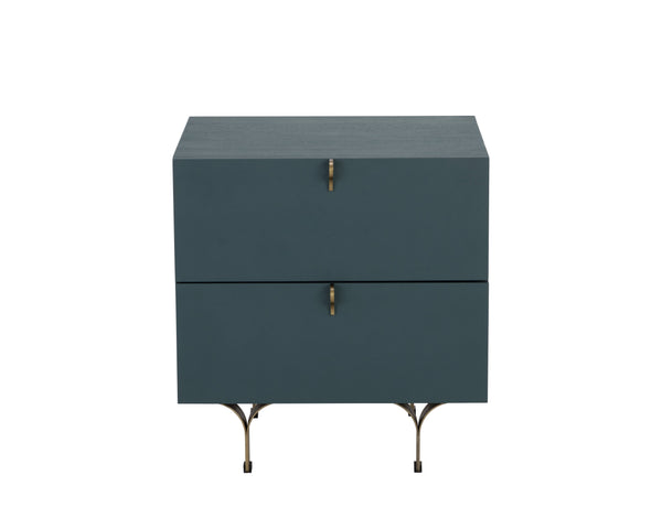 Sunpan Celine Nightstand - Elegant Two-Drawer Design with Antique Brass Feet for a Luxe Bedroom Retreat Small - 19.75W x 17.75D x 20.5H