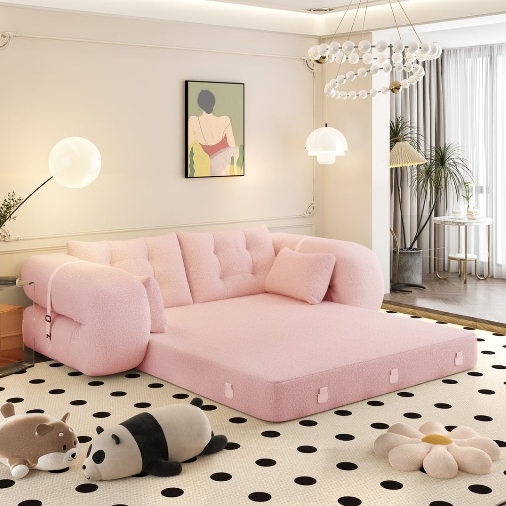 English Elm Human Foldable Floor Sofa Bed Teddy Plush Foam Fill Guest Sleeper Lounge Chair W3219P358662