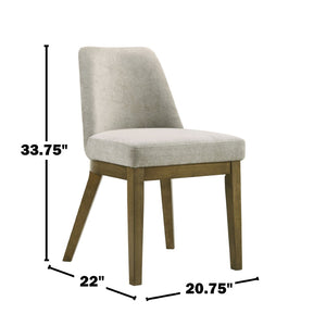 English Elm Set of 2 Tan Upholstered Dining Chairs with Rubberwood Tapered Legs Mid-century Style B016P445356