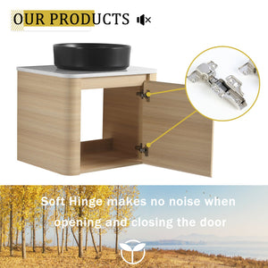 English Elm 48'' Wall-Mounted Bathroom Vanity With Elegant Ceramic Sink, Soft-Close Door & Ample Storage Shelves W999S00470