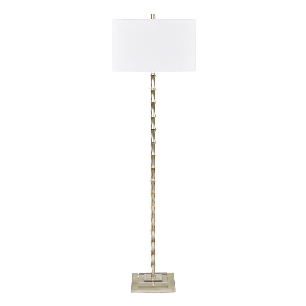 Crestview Collection Emerson Floor Lamp - Elegant Bamboo-inspired Design In Warm Brass With Crystal Base & Linen Shade   Cvaer2092
