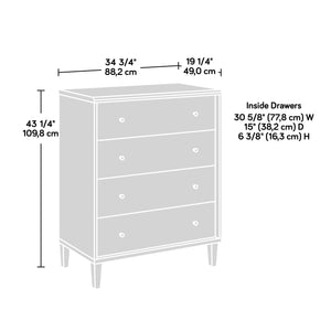 English Elm 4-Drawer Chest In Warm Brown Finish – Stylish Storage Solution For Bedroom Or Guest Space, Easy Setup! B356P402806