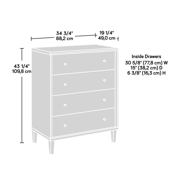 English Elm 4-Drawer Chest In Warm Brown Finish – Stylish Storage Solution For Bedroom Or Guest Space, Easy Setup! B356P402806