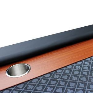 English Elm 96" Oval Poker Table Seats 10 with Speed Felt Surface Stainless Steel Cup Holders Black W2748S00048
