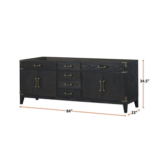 English Elm Black Oak Double Bath Vanity - Elegant 84" Storage Solution With Soft-Close Drawers & Classic Charm B2731P260973