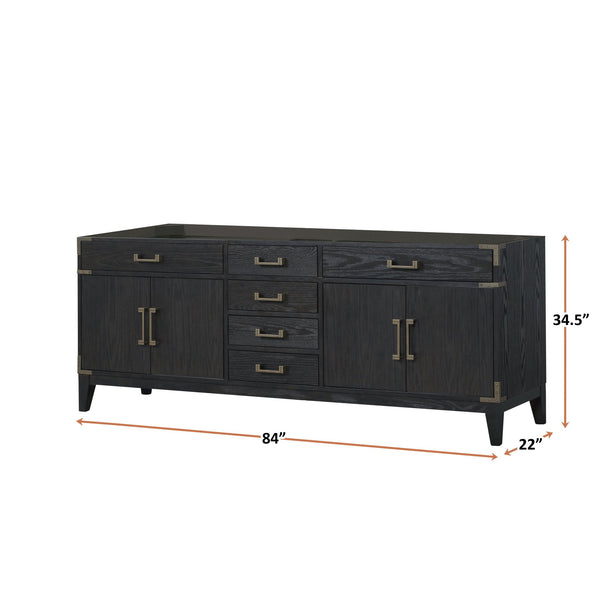 English Elm Black Oak Double Bath Vanity - Elegant 84" Storage Solution With Soft-Close Drawers & Classic Charm B2731P260973