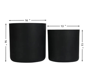 English Elm Round Concrete Style Planter Duo Handcrafted Magnesium Oxide Pots for Patio Garden W347P449315