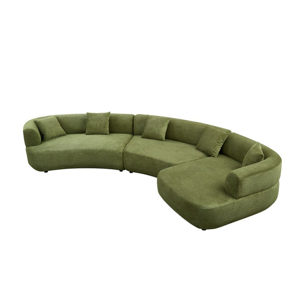 English Elm 155.91 Inch Modular Curved Sectional Sage Green Quilted Polyester Sofa for Living Room W2582S00197