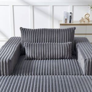 English Elm 75-Inch Corduroy Sponge Lounge Chair - Modern Sleeper Recliner With Footrest, No Assembly Needed! W834P206097