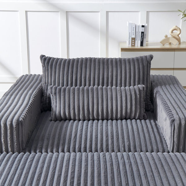 English Elm 75-Inch Corduroy Sponge Lounge Chair - Modern Sleeper Recliner With Footrest, No Assembly Needed! W834P206097