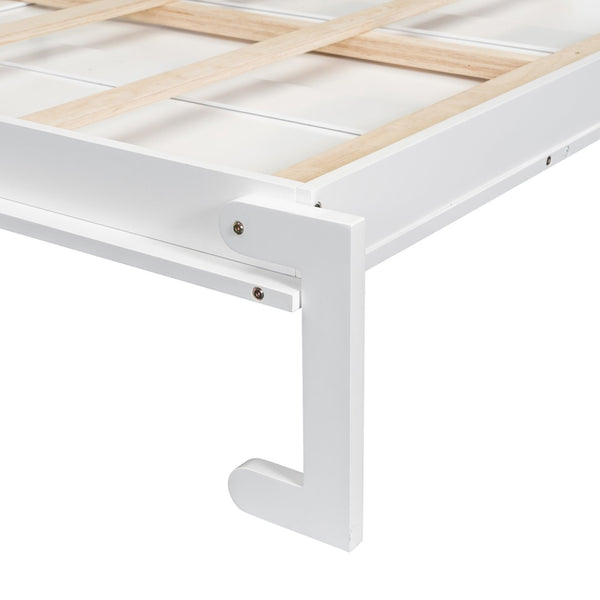 English Elm Queen Murphy Bed with Led Lighting Side Cabinets Shelving and Fold Down Desk Panel White N7090002226K-1