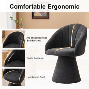 English Elm 068-chenille Swivel Accent Armchair Sculptural Curved Back Upholstered Living Room Seat Gray W527P438695