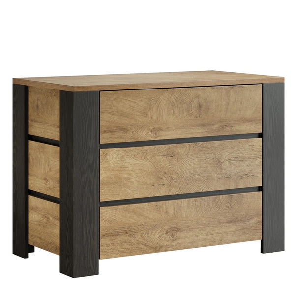 English Elm Storage Nightstand with Three Deep Drawers Wooden Frame Bedroom or Entryway Organizer T3971P463841