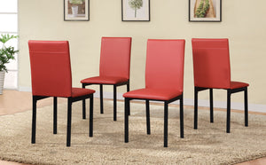 English Elm Citico 5-Piece Metal Dinette Set With Laminated Off-White Faux Marble Top, 4 Red Chairs