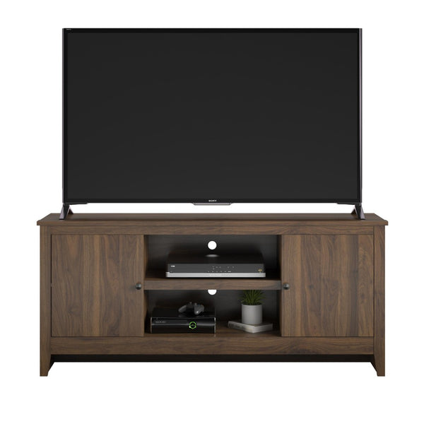 English Elm Tv Stand for 65 Inch Screens with Open Shelves Cabinets and Wire Management B2733P436849