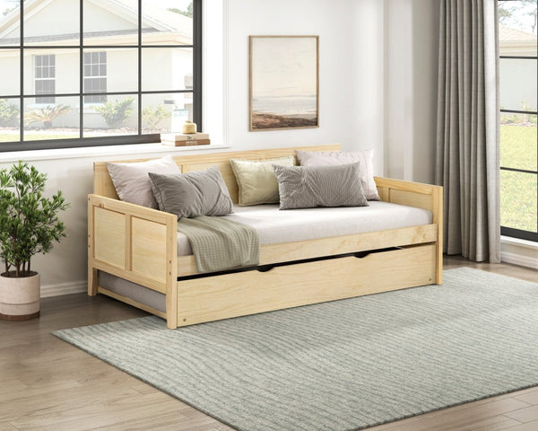 English Elm Daybed Solid Pine Wood Frame Transitional Sofa Sleeper for Studios and Guest Rooms B011S02449