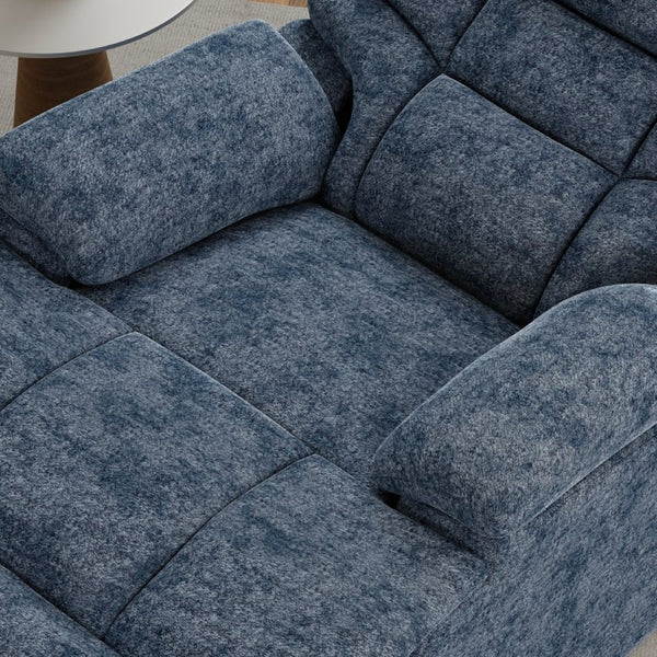 English Elm Swivel Glider Recliner Plush Upholstered Chair for Contemporary Living Rooms Blue B339P422561