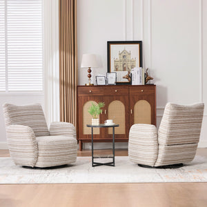 English Elm Modern Boucle 360° Swivel Leisure Chair with High‑Resilience Sponge, Supportive Curve, 550lb Capacity khaki W395P355481
