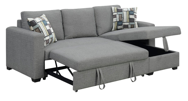 English Elm Wallace & Bay - Gray Reversible Pop-Up Sleeper Sectional with Fossil Gray Finish, Engineered Wood, Easy Care, 87.5" Square Modern Comfort B2709S00032