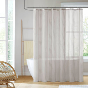 JLA Home Madison Park - Sheer Grey Striped Shower Curtain Panel — Lightweight Semi-Transparent Texture, Modern Bathroom Drapery MP70-3467