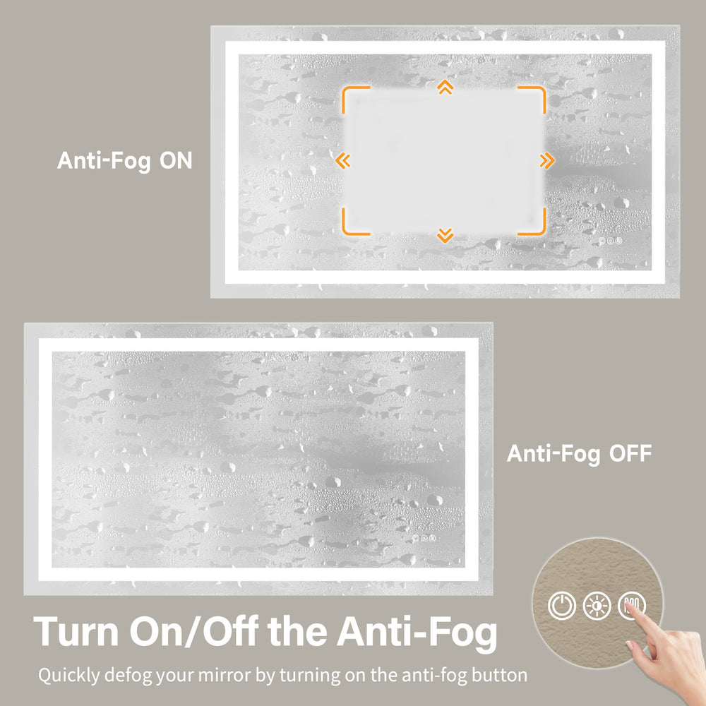 English Elm 55x30" Frameless Eco Mirror with Dual Front/Back LED Strips, 3-Temp Dimmable, UL Listed, Kit Included T3177P320559