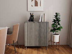 English Elm Modern Kitchen Storage Cabinet Antique Grey Engineered Wood with Versatile Shelving, Durable Design, Space-Saving Elegance W2139P306373