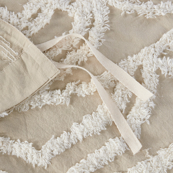 English Elm King/Cal Tufted Laetitia Cotton Chenille Medallion Duvet Cover Set - Boho Shabby Chic, OEKO-TEX Certified B03597350