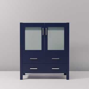 English Elm Navy 30-in Bath Vanity Cabinet in Navy Blue with Soft-Close Drawers, Solid Wood Frame, Preassembled B2731P260426