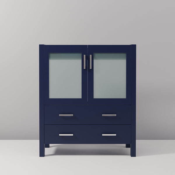 English Elm Navy 30-in Bath Vanity Cabinet in Navy Blue with Soft-Close Drawers, Solid Wood Frame, Preassembled B2731P260426