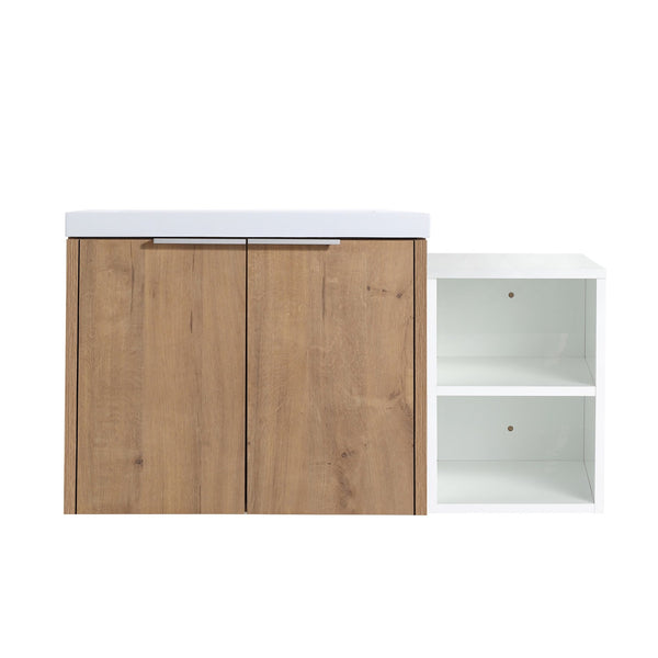 English Elm 36 Inch Modern Bathroom Vanity With Soft Close Doors, Resin Sink & Stylish Storage Solutions W999S00182