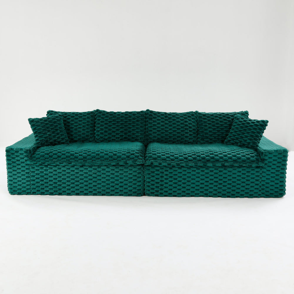 English Elm Luxury Turtle Velvet Multifunctional Sofa - Convertible Green Modular Seating for Family, 400lb Capacity W3371S00043