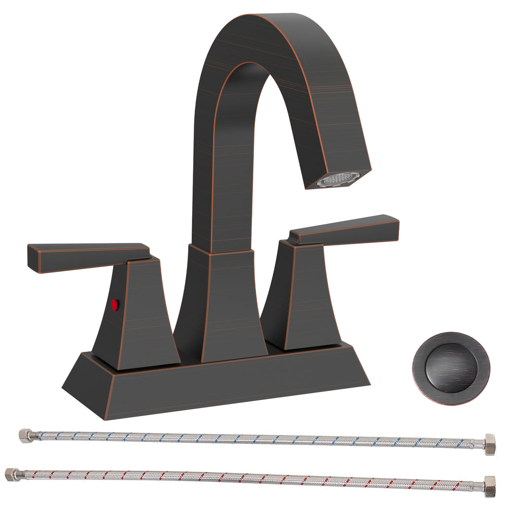 English Elm Bathroom Sink Faucet Matte Black 2-Handle Centerset With Drain & Supply Lines For Easy Installation T3177P277480