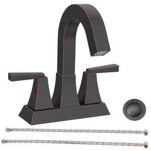 English Elm Bathroom Sink Faucet Matte Black 2-Handle Centerset With Drain & Supply Lines For Easy Installation T3177P277480