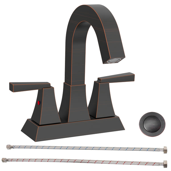 English Elm Bathroom Sink Faucet Matte Black 2-Handle Centerset With Drain & Supply Lines For Easy Installation T3177P277480