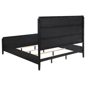 English Elm Ennis Fluted Black Wood Eastern King Bedroom Set with Art Deco Golden Hardware B062S01431