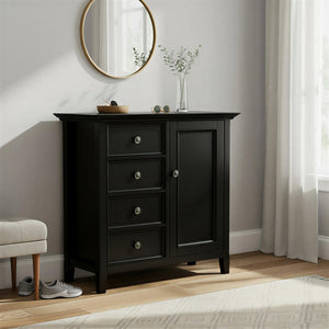 English Elm Amherst Four Drawer Pine Wood Cabinet Black Finish Bronze Hardware Entryway Storage B136P436054