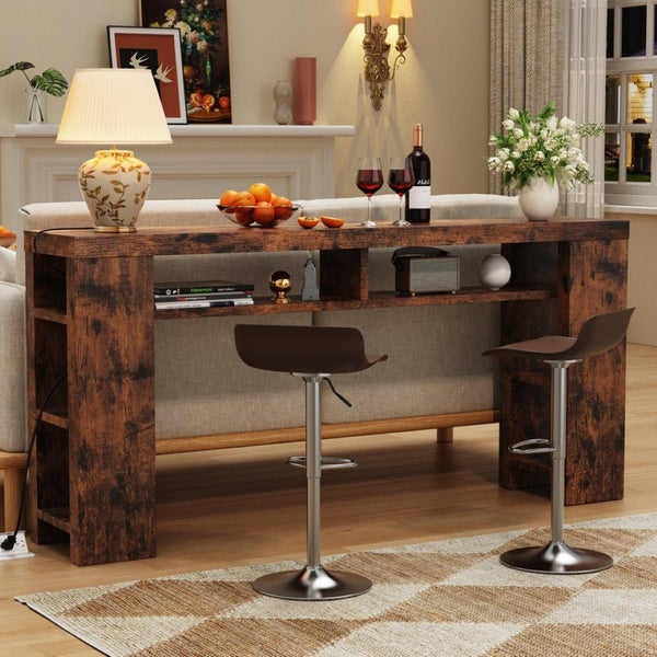 English Elm Xgz-stdcj-fugu-zbb Entryway Console with Five Shelves and Built-in Charging Outlets W1550P330057